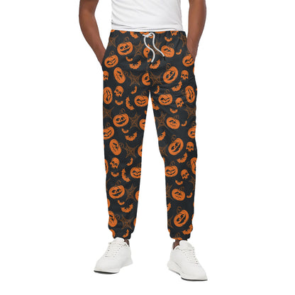 Halloween Pumpkin And Bat Pattern Print Cotton Pants