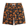 Halloween Pumpkin And Bat Pattern Print Cotton Shorts