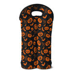 Halloween Pumpkin And Bat Pattern Print Double Neoprene Wine Tote