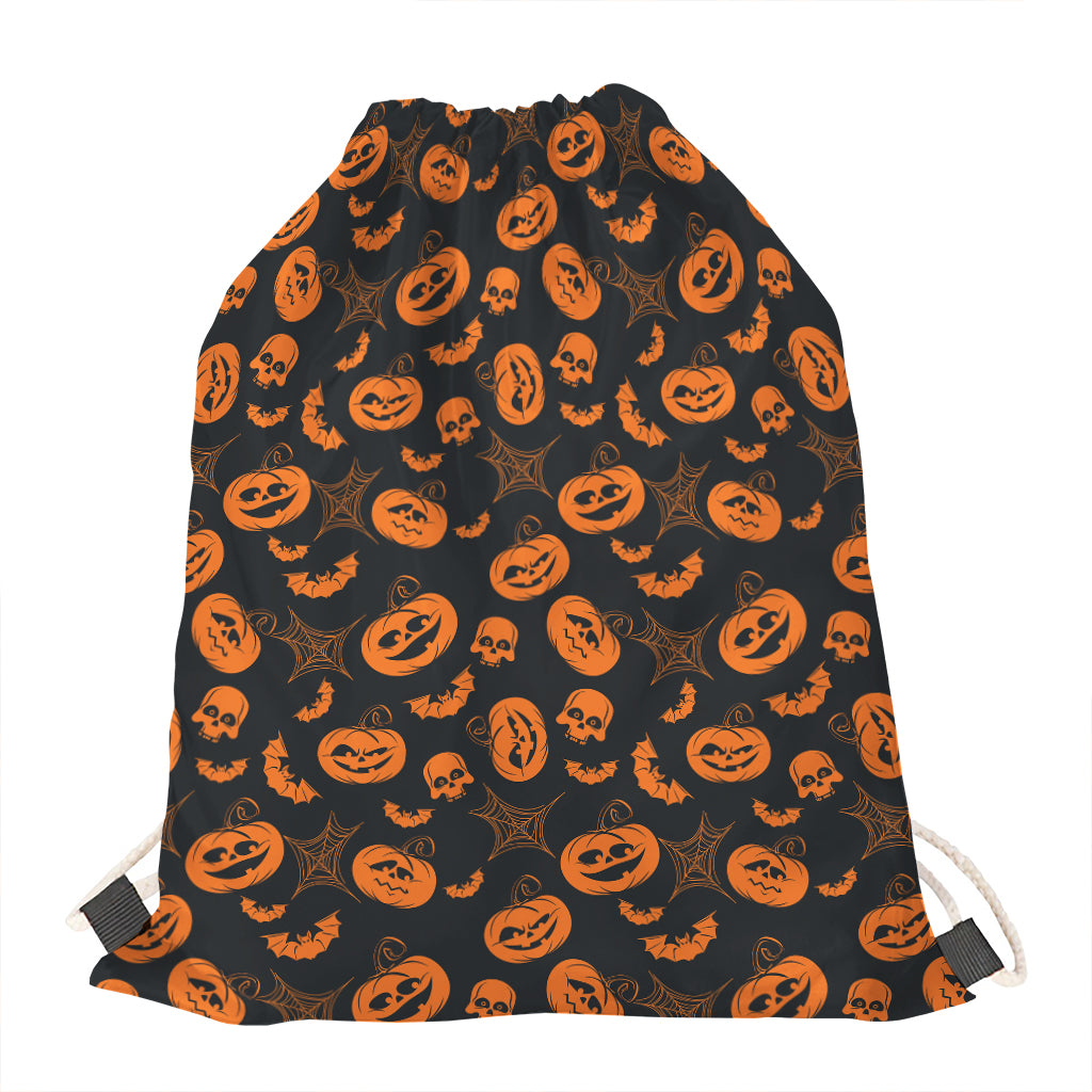 Halloween Pumpkin And Bat Pattern Print Drawstring Bag