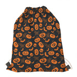 Halloween Pumpkin And Bat Pattern Print Drawstring Bag