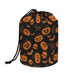 Halloween Pumpkin And Bat Pattern Print Drawstring Makeup Bag