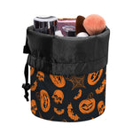 Halloween Pumpkin And Bat Pattern Print Drawstring Makeup Bag