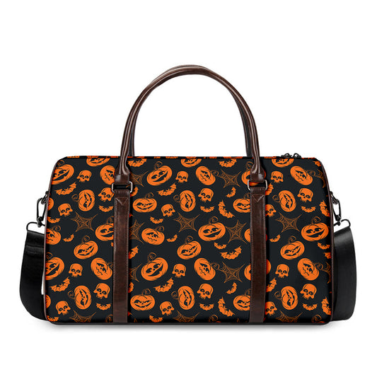Halloween Pumpkin And Bat Pattern Print Duffle Bag