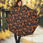 Halloween Pumpkin And Bat Pattern Print Foldable Umbrella