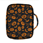 Halloween Pumpkin And Bat Pattern Print Front Pocket Bible Bag