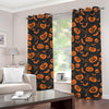 Halloween Pumpkin And Bat Pattern Print Grommet Curtains