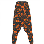 Halloween Pumpkin And Bat Pattern Print Hammer Pants