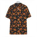 Halloween Pumpkin And Bat Pattern Print Hawaiian Shirt