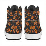 Halloween Pumpkin And Bat Pattern Print High Top Leather Sneakers