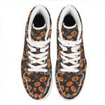 Halloween Pumpkin And Bat Pattern Print High Top Leather Sneakers