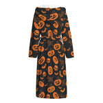 Halloween Pumpkin And Bat Pattern Print Hooded Bathrobe