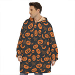 Halloween Pumpkin And Bat Pattern Print Hoodie Blanket