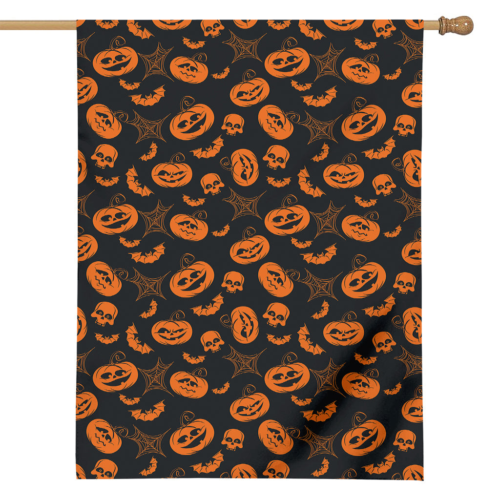 Halloween Pumpkin And Bat Pattern Print House Flag