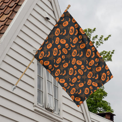 Halloween Pumpkin And Bat Pattern Print House Flag
