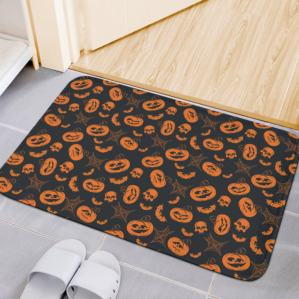 Halloween Pumpkin And Bat Pattern Print Indoor Door Mat