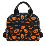 Halloween Pumpkin And Bat Pattern Print Insulated Lunch Bag