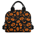 Halloween Pumpkin And Bat Pattern Print Insulated Lunch Bag