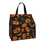 Halloween Pumpkin And Bat Pattern Print Insulated Lunch Tote