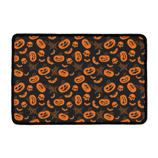 Halloween Pumpkin And Bat Pattern Print Kitchen Mat