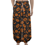 Halloween Pumpkin And Bat Pattern Print Lantern Pants