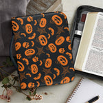 Halloween Pumpkin And Bat Pattern Print Leather Bible Cover