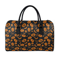 Halloween Pumpkin And Bat Pattern Print Leather Duffel Bag