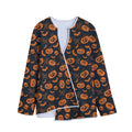 Halloween Pumpkin And Bat Pattern Print Long Sleeve Short Coat