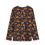 Halloween Pumpkin And Bat Pattern Print Long Sleeve Short Coat