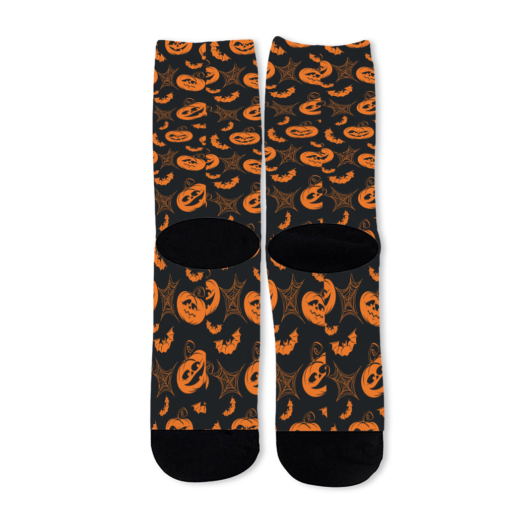 Halloween Pumpkin And Bat Pattern Print Long Socks