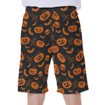 Halloween Pumpkin And Bat Pattern Print Men's Beach Shorts
