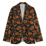 Halloween Pumpkin And Bat Pattern Print Men's Blazer
