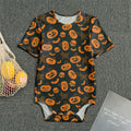 Halloween Pumpkin And Bat Pattern Print Men's Bodysuit