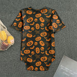 Halloween Pumpkin And Bat Pattern Print Men's Bodysuit