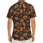 Halloween Pumpkin And Bat Pattern Print Men's Deep V-Neck Shirt