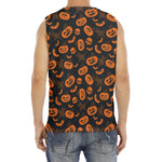 Halloween Pumpkin And Bat Pattern Print Men's Fitness Tank Top