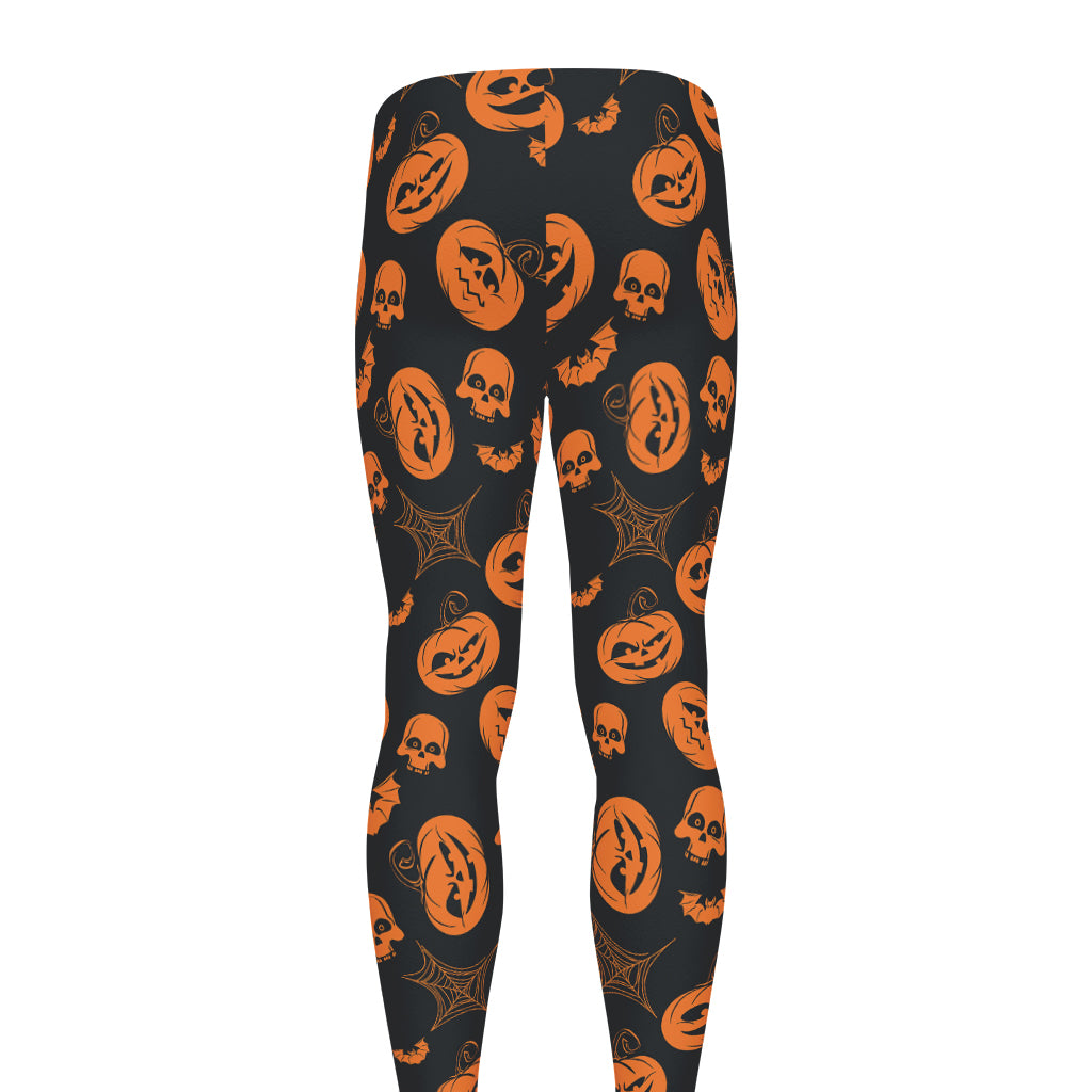 Halloween Pumpkin And Bat Pattern Print Men's leggings