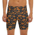 Halloween Pumpkin And Bat Pattern Print Men's Long Boxer Briefs
