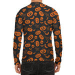 Halloween Pumpkin And Bat Pattern Print Men's Long Sleeve Rash Guard