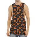 Halloween Pumpkin And Bat Pattern Print Men's Muscle Tank Top