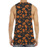 Halloween Pumpkin And Bat Pattern Print Men's Muscle Tank Top