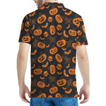 Halloween Pumpkin And Bat Pattern Print Men's Polo Shirt