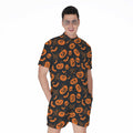 Halloween Pumpkin And Bat Pattern Print Men's Romper