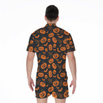 Halloween Pumpkin And Bat Pattern Print Men's Rompers