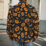 Halloween Pumpkin And Bat Pattern Print Men's Shirt Jacket