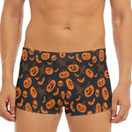 Halloween Pumpkin And Bat Pattern Print Men's Short Boxer Briefs