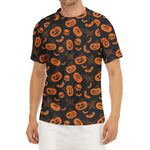Halloween Pumpkin And Bat Pattern Print Men's Short Sleeve Rash Guard