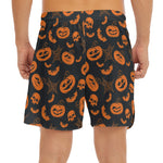 Halloween Pumpkin And Bat Pattern Print Men's Split Running Shorts