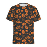 Halloween Pumpkin And Bat Pattern Print Men's Sports T-Shirt