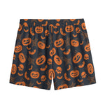 Halloween Pumpkin And Bat Pattern Print Mesh Shorts